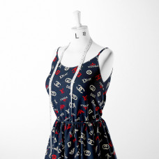 Тканина плательна штапель Бренді мульті бренд темно синій