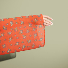 Тканина шифон принт троянда помаранч