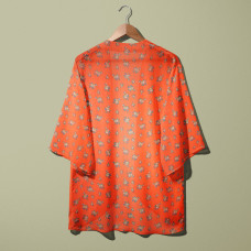 Тканина шифон принт троянда помаранч