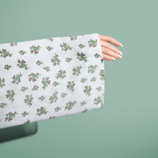 Тканина шифон принт троянда молоко зелений