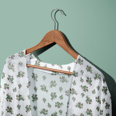 Тканина шифон принт троянда молоко зелений