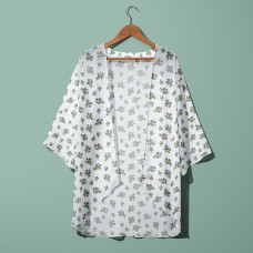 Тканина шифон принт троянда молоко зелений