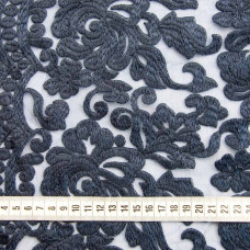 Тканина сітка вишивка Шантильє V-5 т/синій