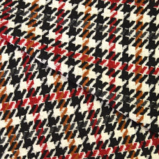 Тканина пальтова Лапка V-6/2 бордо / чорно / біла