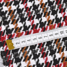 Тканина пальтова Лапка V-6/2 бордо / чорно / біла