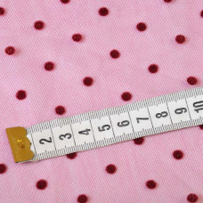 Тканина фатин Горошок флок марсала