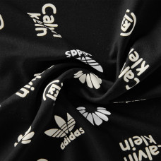 Тканина штапель Бренди Adidas молоко чорний