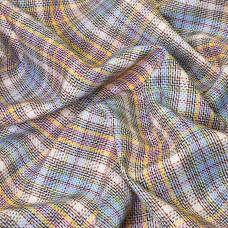 Тканина костюмна Клітка штрих голуб/кольоровий
