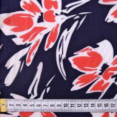 Тканина плательна принт супер софт Гібіскус червоний