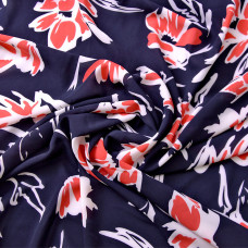 Тканина плательна принт супер софт Гібіскус червоний