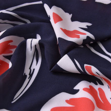 Тканина плательна принт супер софт Гібіскус червоний