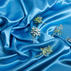 Тканина костюмна креп-сатин темно-блакитний