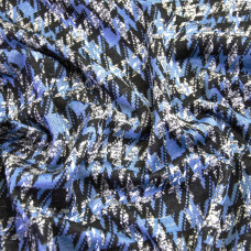 Тканина трикотаж жакард Леонсія лапка денім/чорний