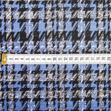 Тканина трикотаж жакард Леонсія лапка денім/чорний