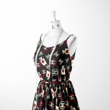 Тканина плательна штапель Бренді Chanel 5 чорний, Написи