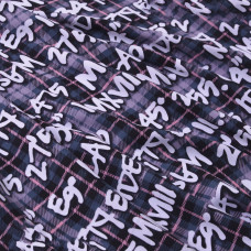 Тканина плательна Штапель Епізоди клітина т/сірий, Написи