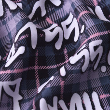 Тканина плательна Штапель Епізоди клітина т/сірий, Написи