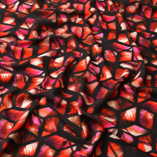 Тканина костюмна креп Prada абстракція червоно/чорна, Абстракція