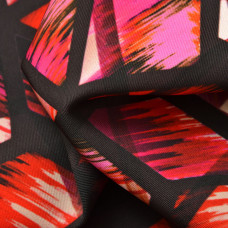 Тканина костюмна креп Prada абстракція червоно/чорна, Абстракція