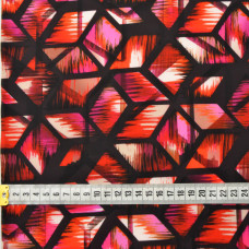 Тканина костюмна креп Prada абстракція червоно/чорна, Абстракція