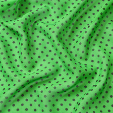 Тканина шифон Горохи асорти дрібний зелений