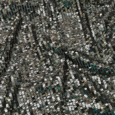 Тканина сітка з паєткою Смуга чорна/срібло