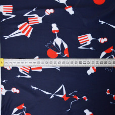 Тканина трикотаж Біфлекс із малюнком модниці т/синій