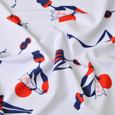 Тканина трикотаж Біфлекс з малюнком модниці білий