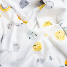 Тканина бязь ранфорс бавовна V-8.23582/10 емоції жовто/м'ята