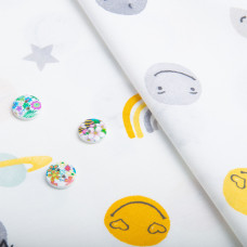 Тканина бязь ранфорс бавовна V-8.23582/10 емоції жовто/м'ята