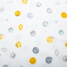 Тканина бязь ранфорс бавовна V-8.23582/10 емоції жовто/м'ята