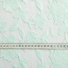 Тканина сітка з вишивкою Фрезія ніжний м'ята