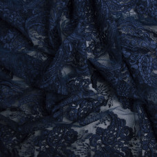 Тканина сітка з вишивкою т/синя