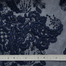 Тканина сітка з вишивкою т/синя