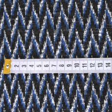 Тканина трикотаж жаккард Леонсія зигзаг чорний/синій/білий