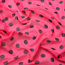 Тканина шифон Горохи асорти великі малина