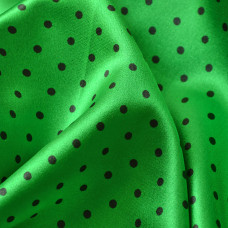 Тканина атлас Горохи асорті дрібний зелений