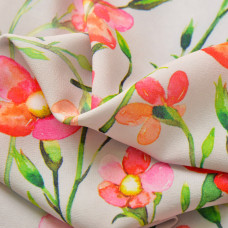 Тканина плательна супер софт льон квіточка корал