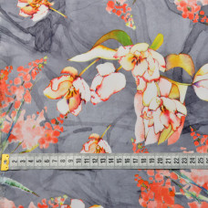 Тканина костюмна Fendi принт тюльпані т/сіра