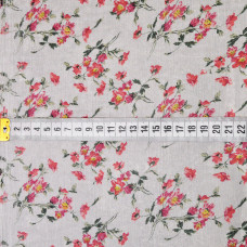 Тканина шифон-креш V-4/2 квіти на білому