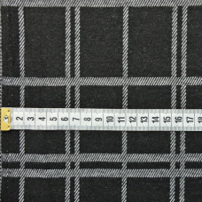 Тканина трикотаж жаккард Brush V-4/1 чорна клітинка