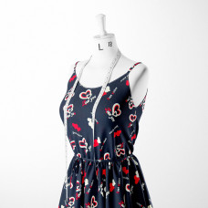 Тканина плательна штапель Бренді Love you темно синій