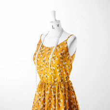 Тканина плательна штапель твіл принт V-208/5 пролісок гірчиця, Квітковий