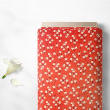 Тканина плательна штапель твіл принт V-208/3 пролісок теракот, Квітковий