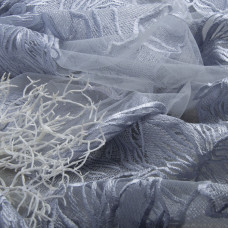 Тканина сітка з вишивкою сіро/блакитна