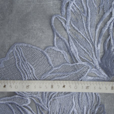 Тканина сітка з вишивкою сіро/блакитна