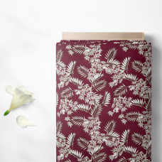 Тканина плательна штапель твіл з малюгком тропіки бордо