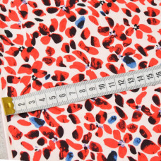 Тканина атлас шовк з малюнком квітковий пастель/червоний