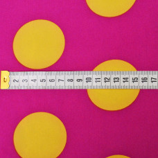 Тканина плательна Super soft Горохи великі фуксія/жовта