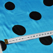 Тканина атлас Горохи асорті maxi т/блакитна